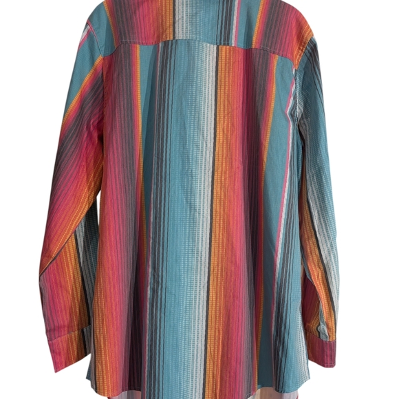 Crazy Train Serape Fringe Western Button Down Shirt | Boutique Boho Top | Size L - Picture 6 of 7